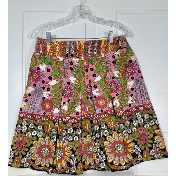 CABi Ashbury Floral Colorful High Rise A-Line Pleated Skirt Sz 4 Y2K Boho - Picture 3 of 7